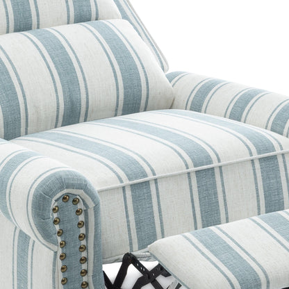 Poltrona reclinabile in lino e pelle PU con borchie di metà secolo