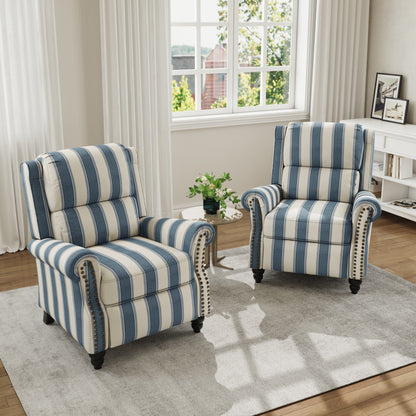 Poltrona reclinabile in lino e pelle PU con borchie di metà secolo