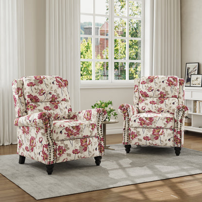 Poltrona reclinabile in lino e pelle PU con borchie di metà secolo