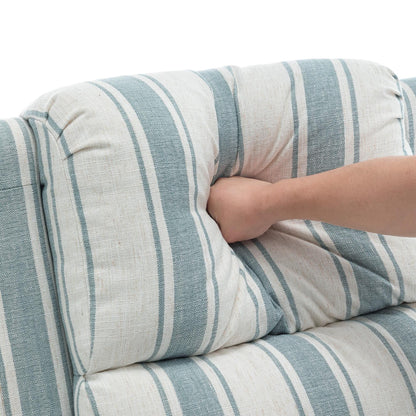 Poltrona reclinabile in lino e pelle PU con borchie di metà secolo