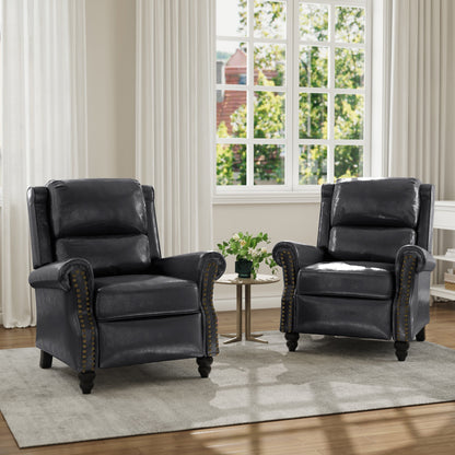 Poltrona reclinabile in lino e pelle PU con borchie di metà secolo