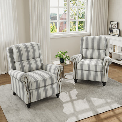 Poltrona reclinabile in lino e pelle PU con borchie di metà secolo