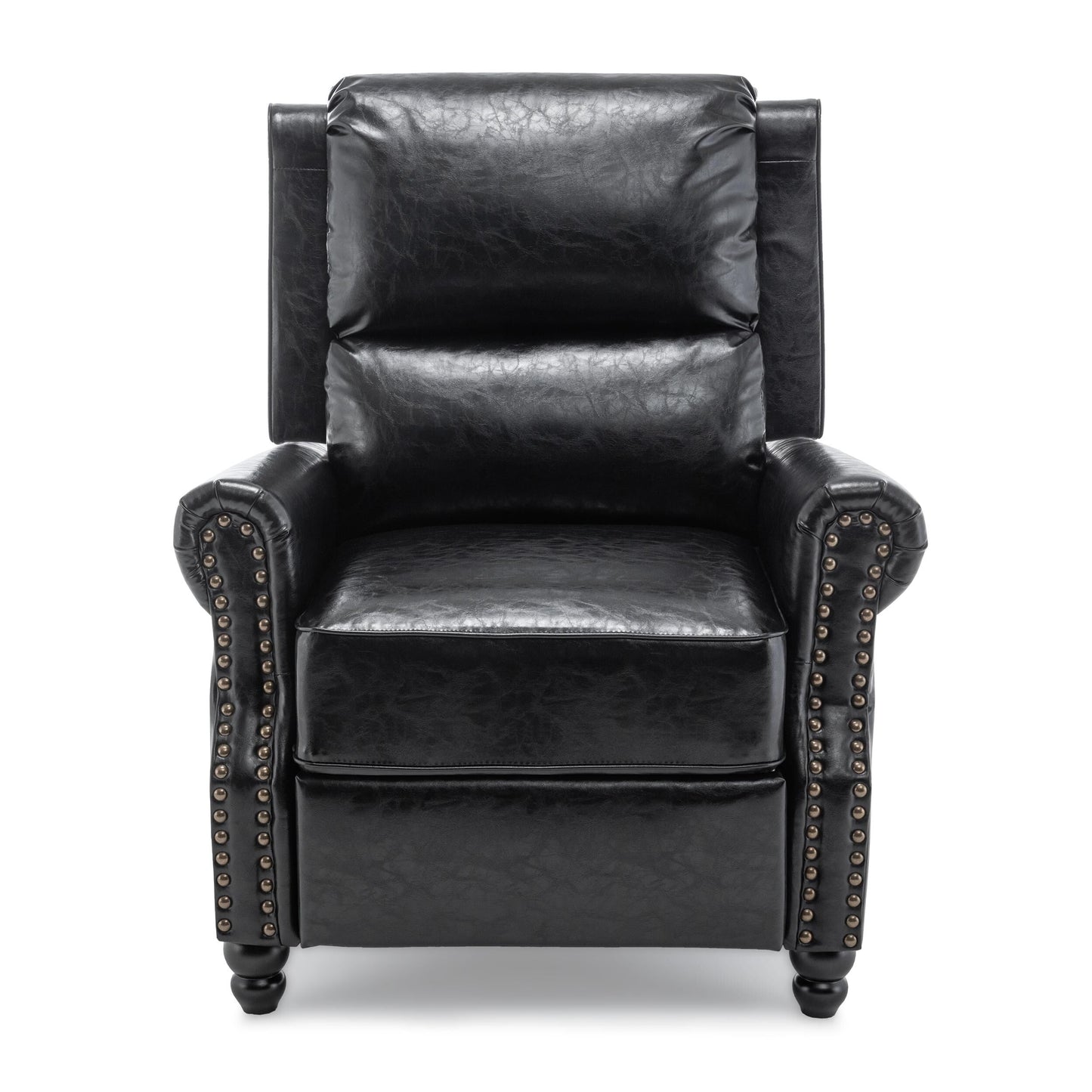 Poltrona reclinabile in lino e pelle PU con borchie di metà secolo