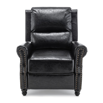 Poltrona reclinabile in lino e pelle PU con borchie di metà secolo