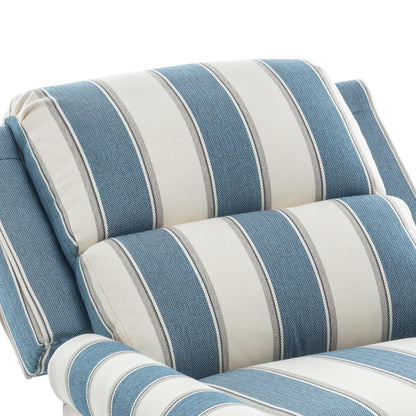 Poltrona reclinabile in lino e pelle PU con borchie di metà secolo