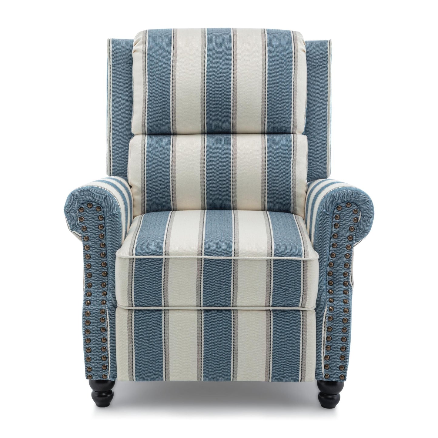 Poltrona reclinabile in lino e pelle PU con borchie di metà secolo