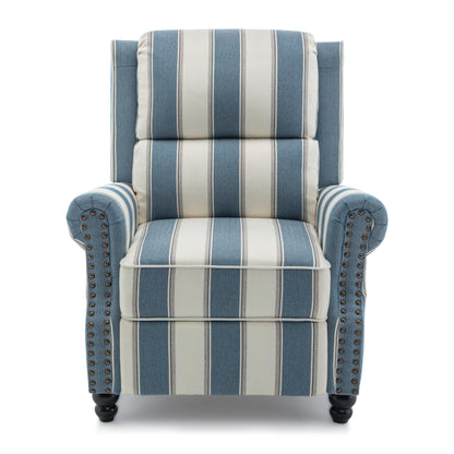 Poltrona reclinabile in lino e pelle PU con borchie di metà secolo