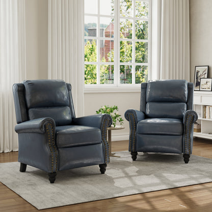 Poltrona reclinabile in lino e pelle PU con borchie di metà secolo