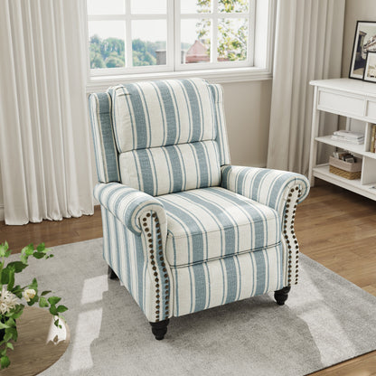 Poltrona reclinabile in lino e pelle PU con borchie di metà secolo