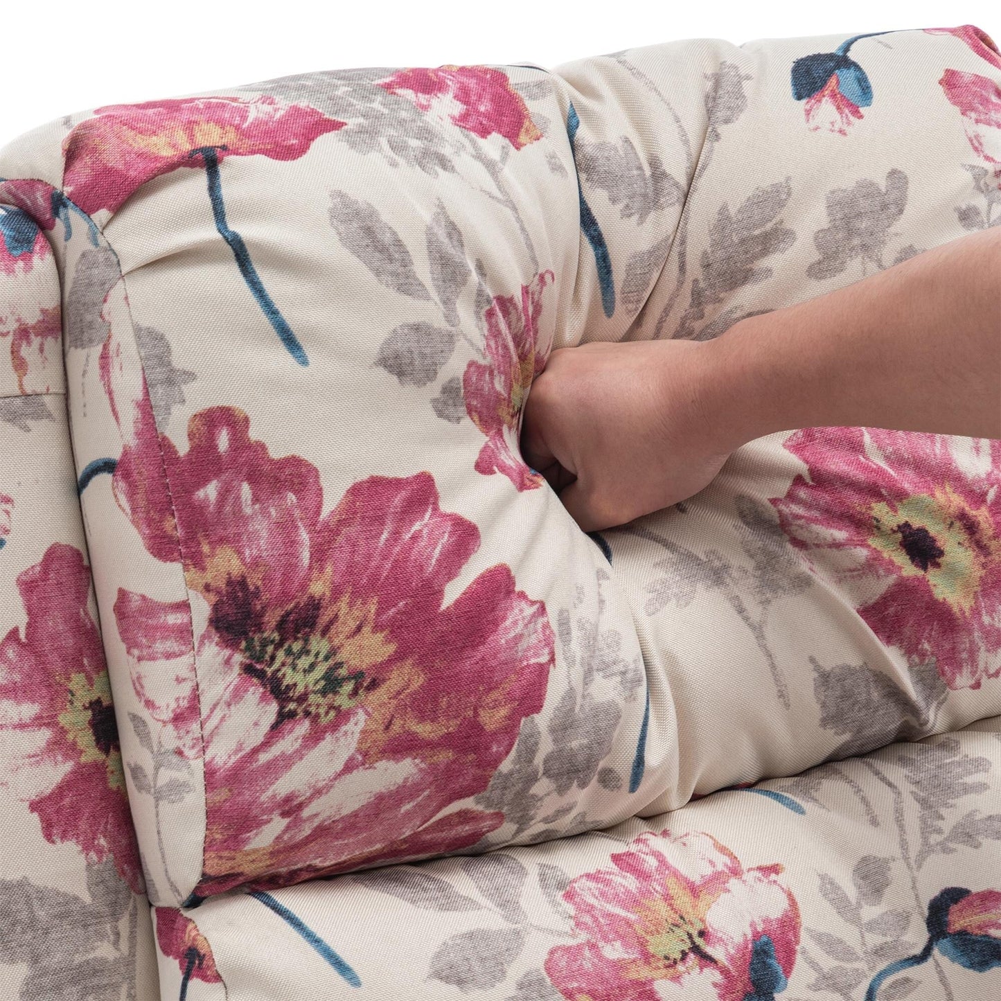 Poltrona reclinabile in lino e pelle PU con borchie di metà secolo