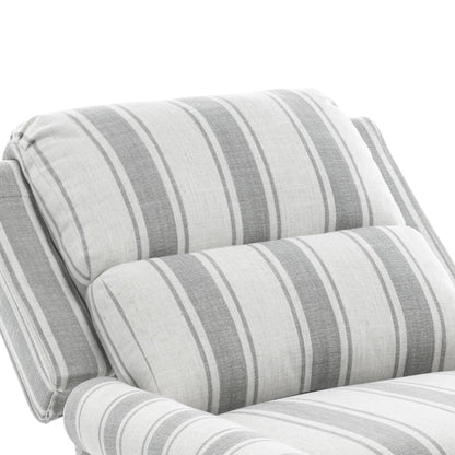 Poltrona reclinabile in lino e pelle PU con borchie di metà secolo