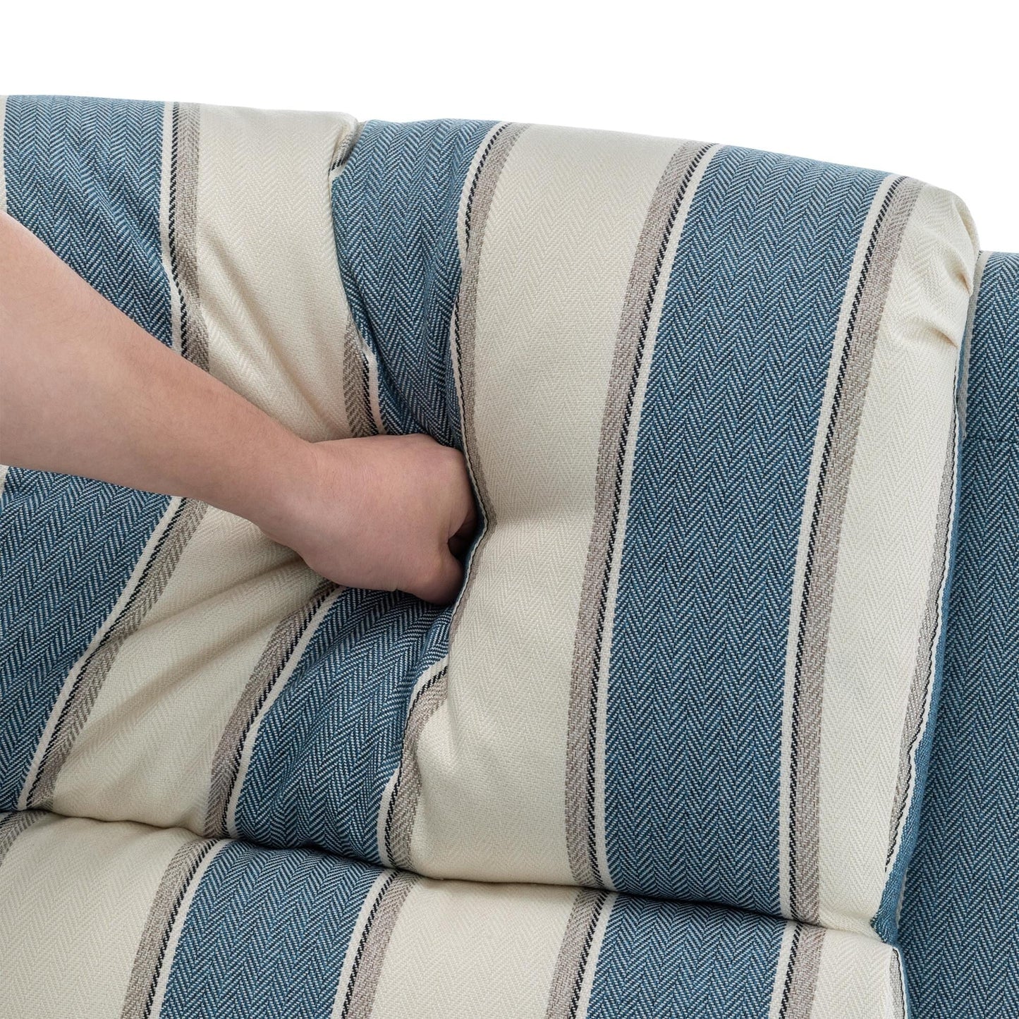 Poltrona reclinabile in lino e pelle PU con borchie di metà secolo