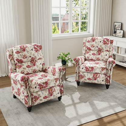 Poltrona reclinabile in lino e pelle PU con borchie di metà secolo