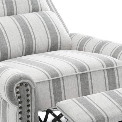 Poltrona reclinabile in lino e pelle PU con borchie di metà secolo