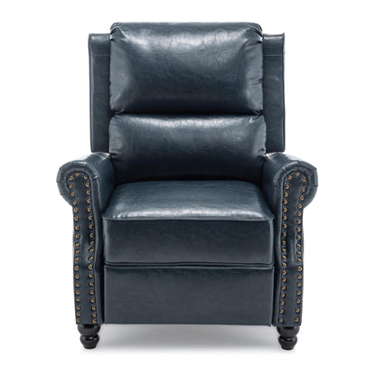 Poltrona reclinabile in lino e pelle PU con borchie di metà secolo