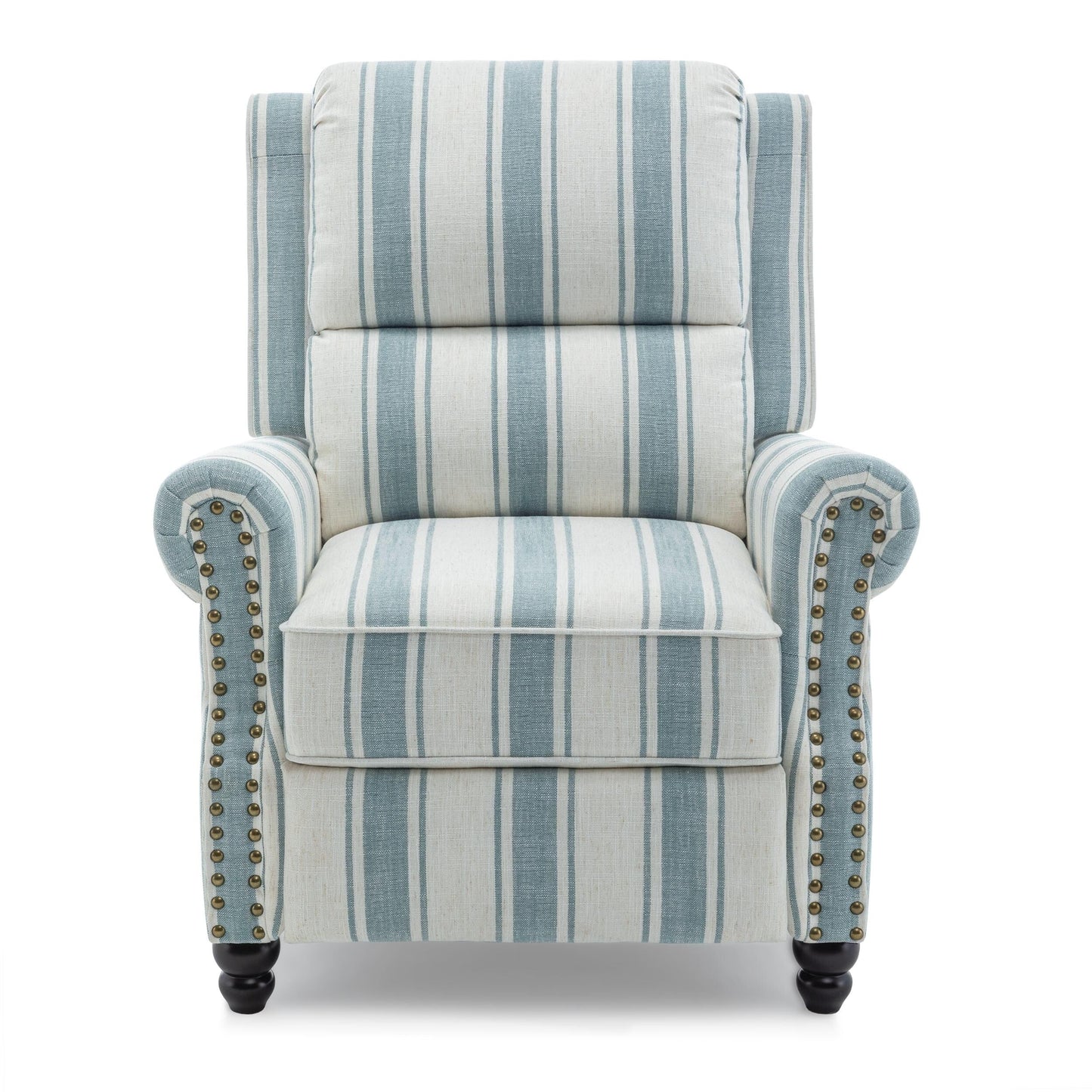 Poltrona reclinabile in lino e pelle PU con borchie di metà secolo