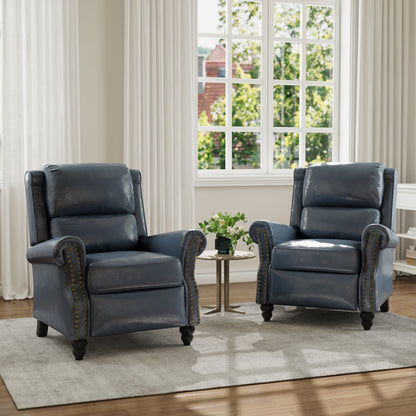 Poltrona reclinabile in lino e pelle PU con borchie di metà secolo