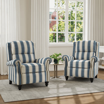 Poltrona reclinabile in lino e pelle PU con borchie di metà secolo