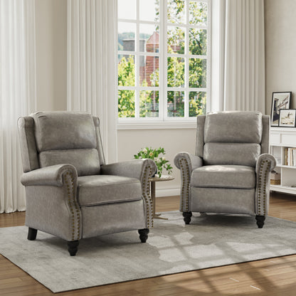 Poltrona reclinabile in lino e pelle PU con borchie di metà secolo