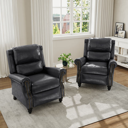 Poltrona reclinabile in lino e pelle PU con borchie di metà secolo