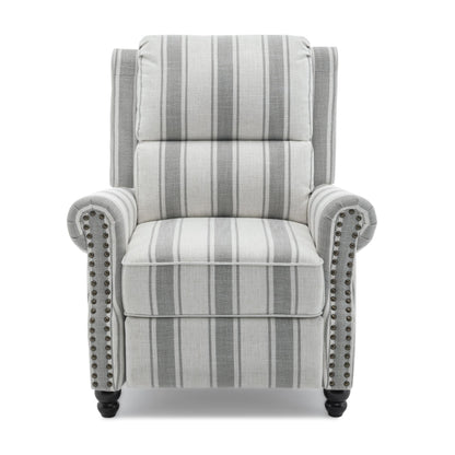 Poltrona reclinabile in lino e pelle PU con borchie di metà secolo