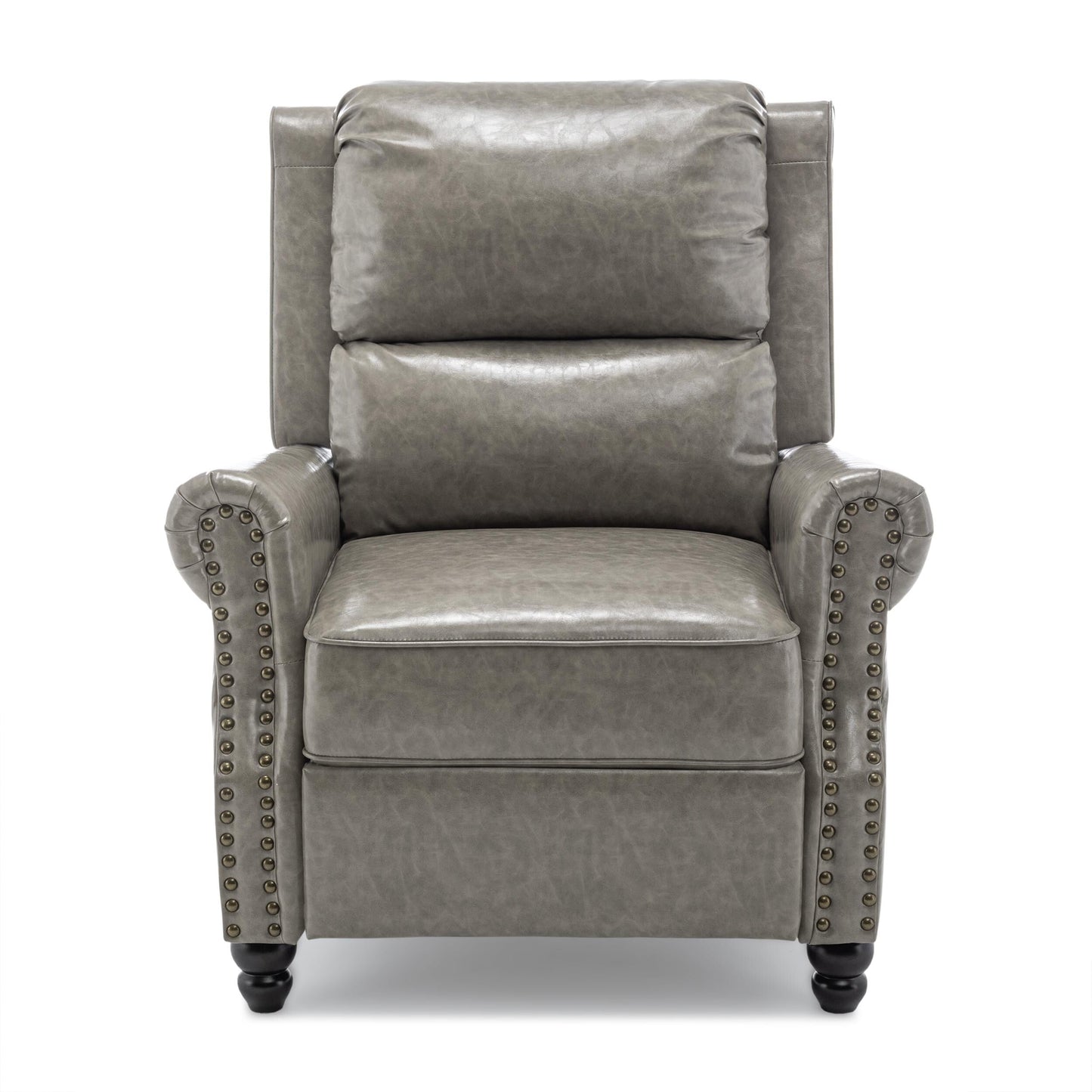 Poltrona reclinabile in lino e pelle PU con borchie di metà secolo
