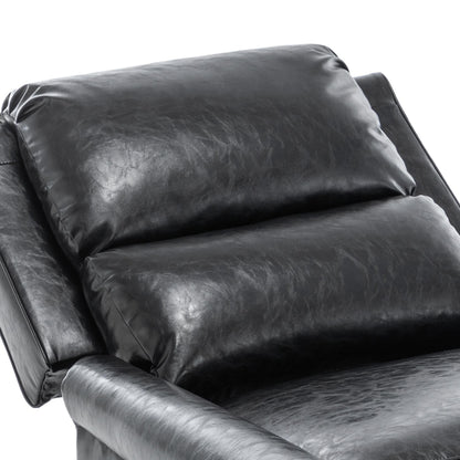 Poltrona reclinabile in lino e pelle PU con borchie di metà secolo