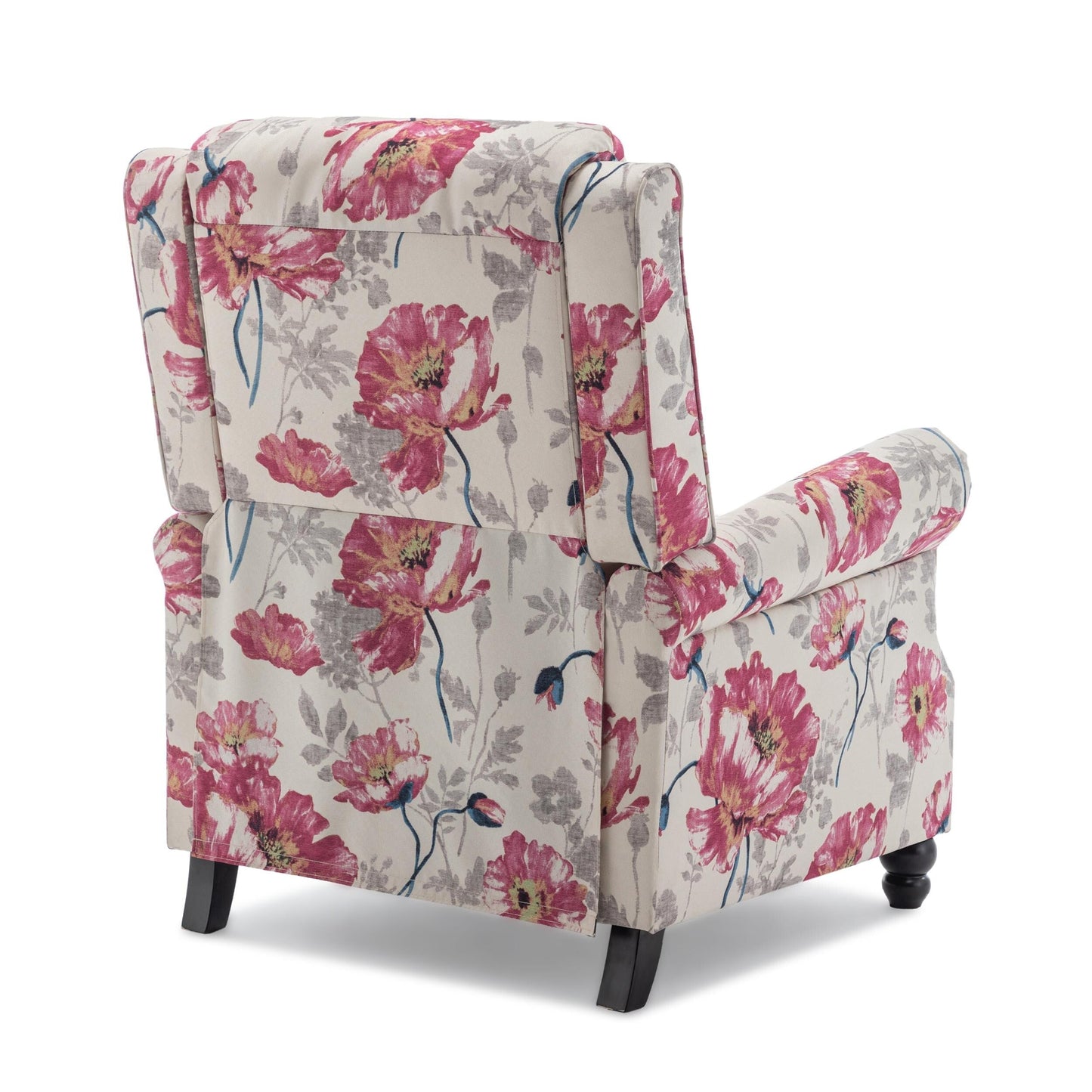 Poltrona reclinabile in lino e pelle PU con borchie di metà secolo