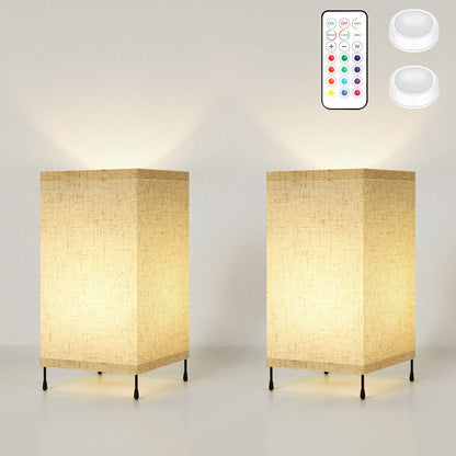 Set di 2 piccole lampade da tavolo con luce notturna e telecomando