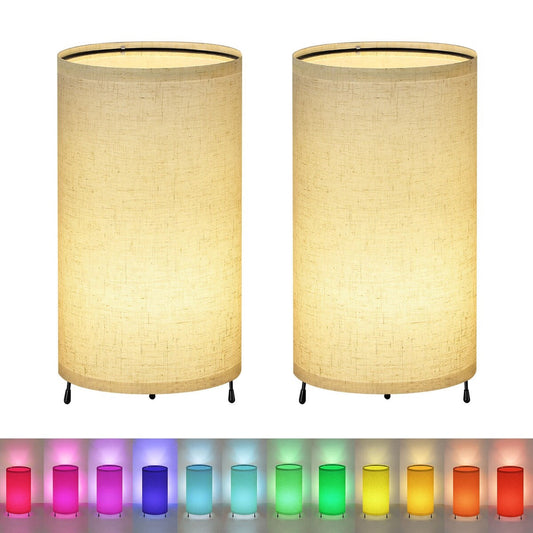 Set di 2 piccole lampade da tavolo con luce notturna e telecomando