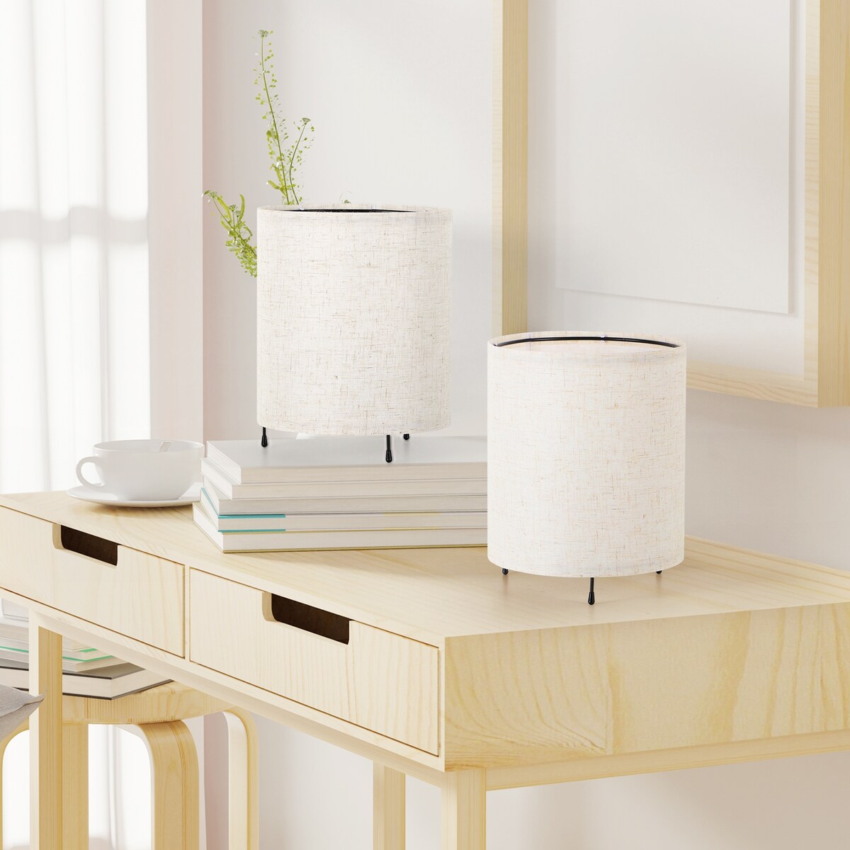 Set di 2 piccole lampade da tavolo con luce notturna e telecomando