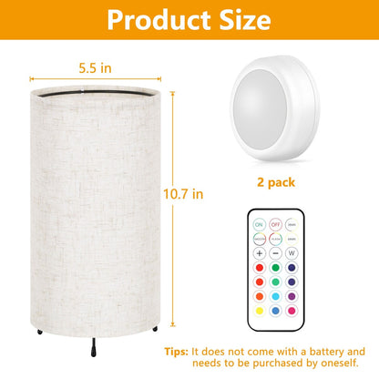 Set di 2 piccole lampade da tavolo con luce notturna e telecomando