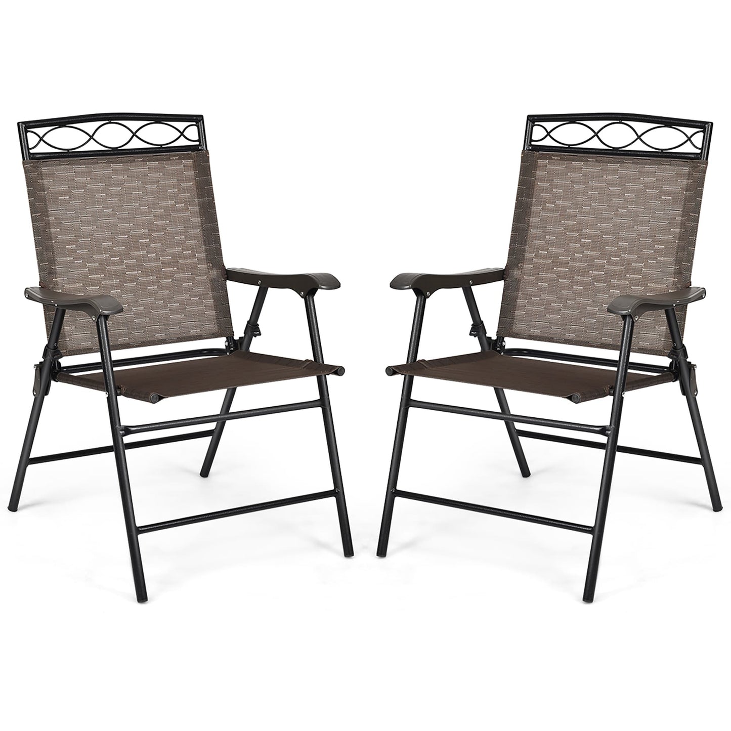 Set di 2 sedie da giardino pieghevoli per esterni con struttura in acciaio