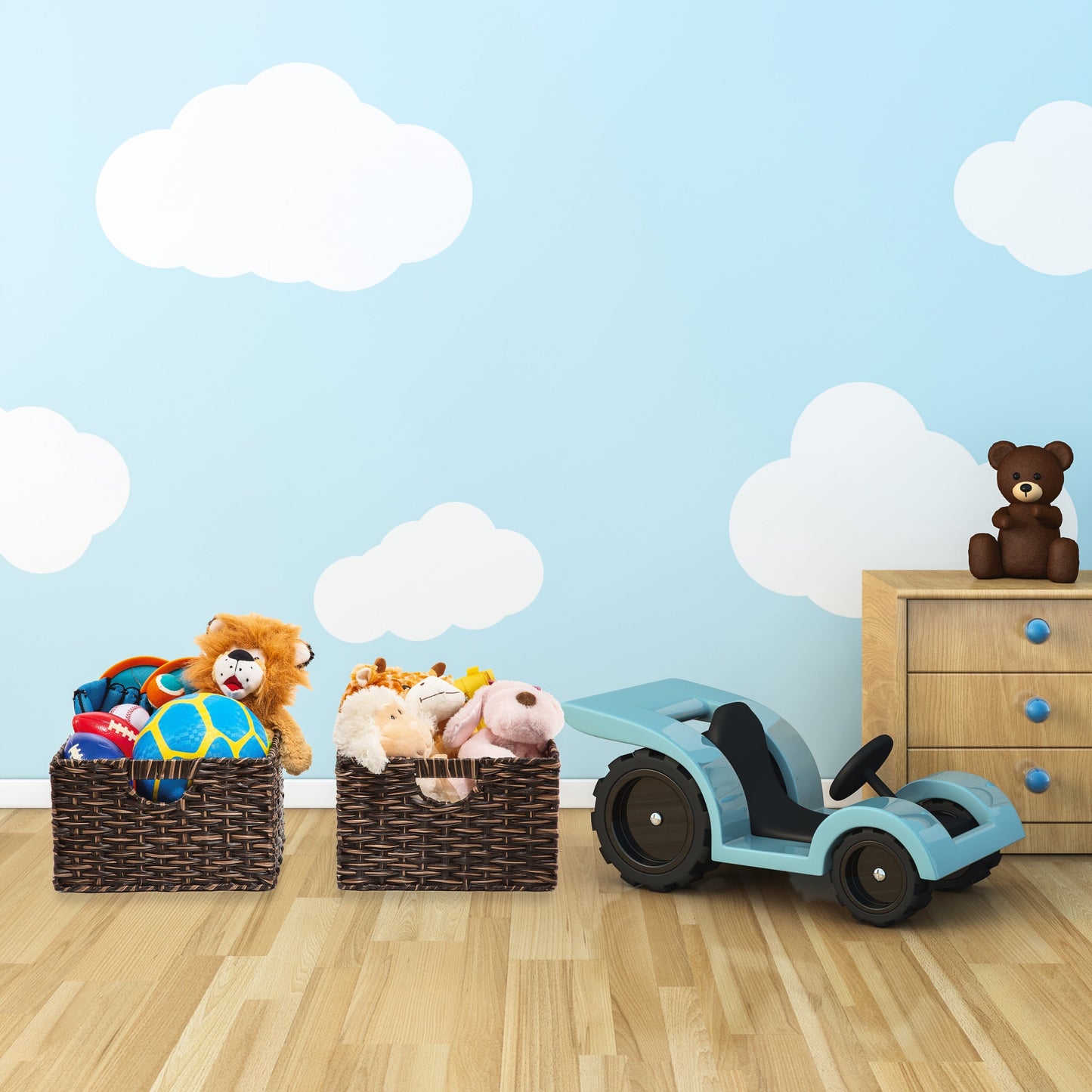 Cesto portaoggetti pieghevole a cubo intrecciato a mano Seville Classics (confezione da 2)