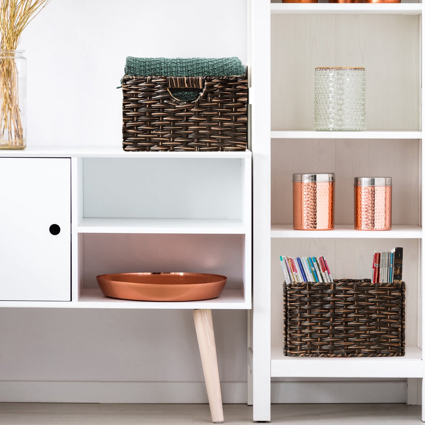 Cesto portaoggetti pieghevole a cubo intrecciato a mano Seville Classics (confezione da 2)