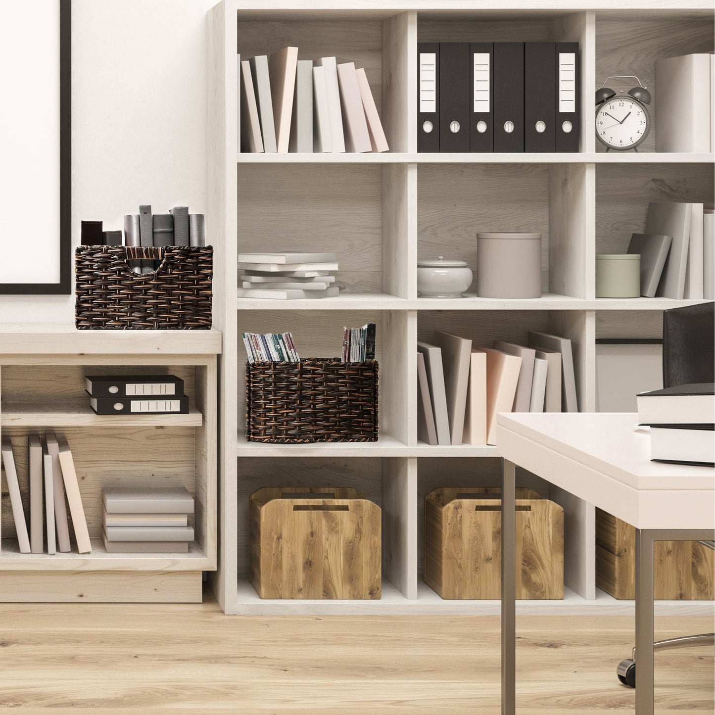 Cesto portaoggetti pieghevole a cubo intrecciato a mano Seville Classics (confezione da 2)