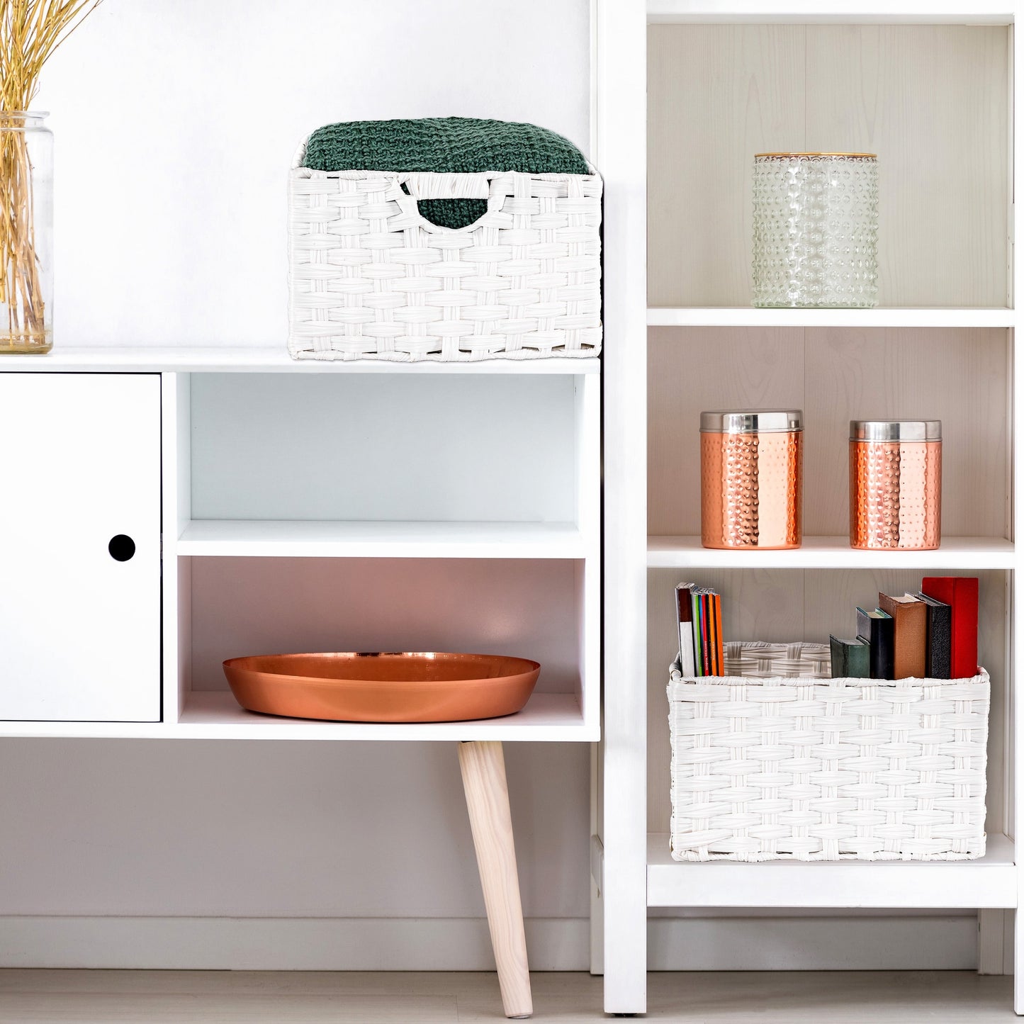 Cesto portaoggetti pieghevole a cubo intrecciato a mano Seville Classics (confezione da 2)