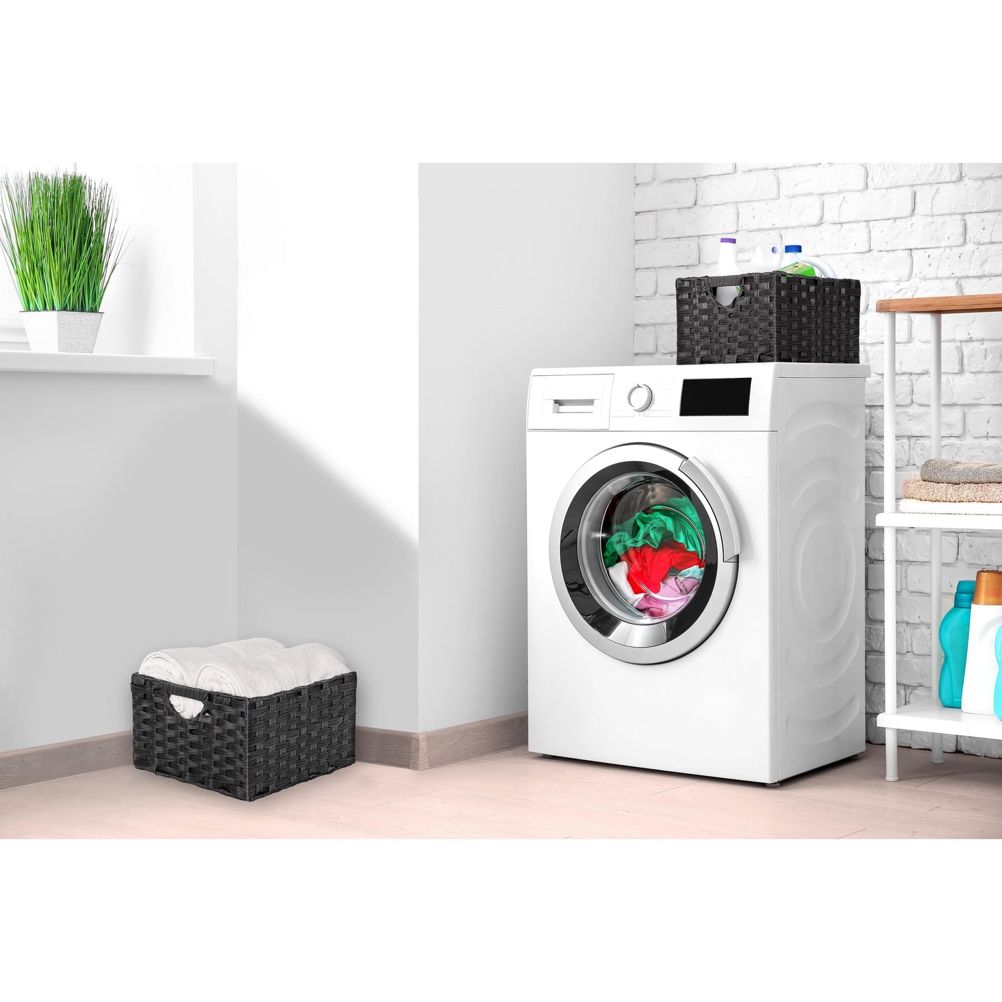 Cesto portaoggetti pieghevole a cubo intrecciato a mano Seville Classics (confezione da 2)