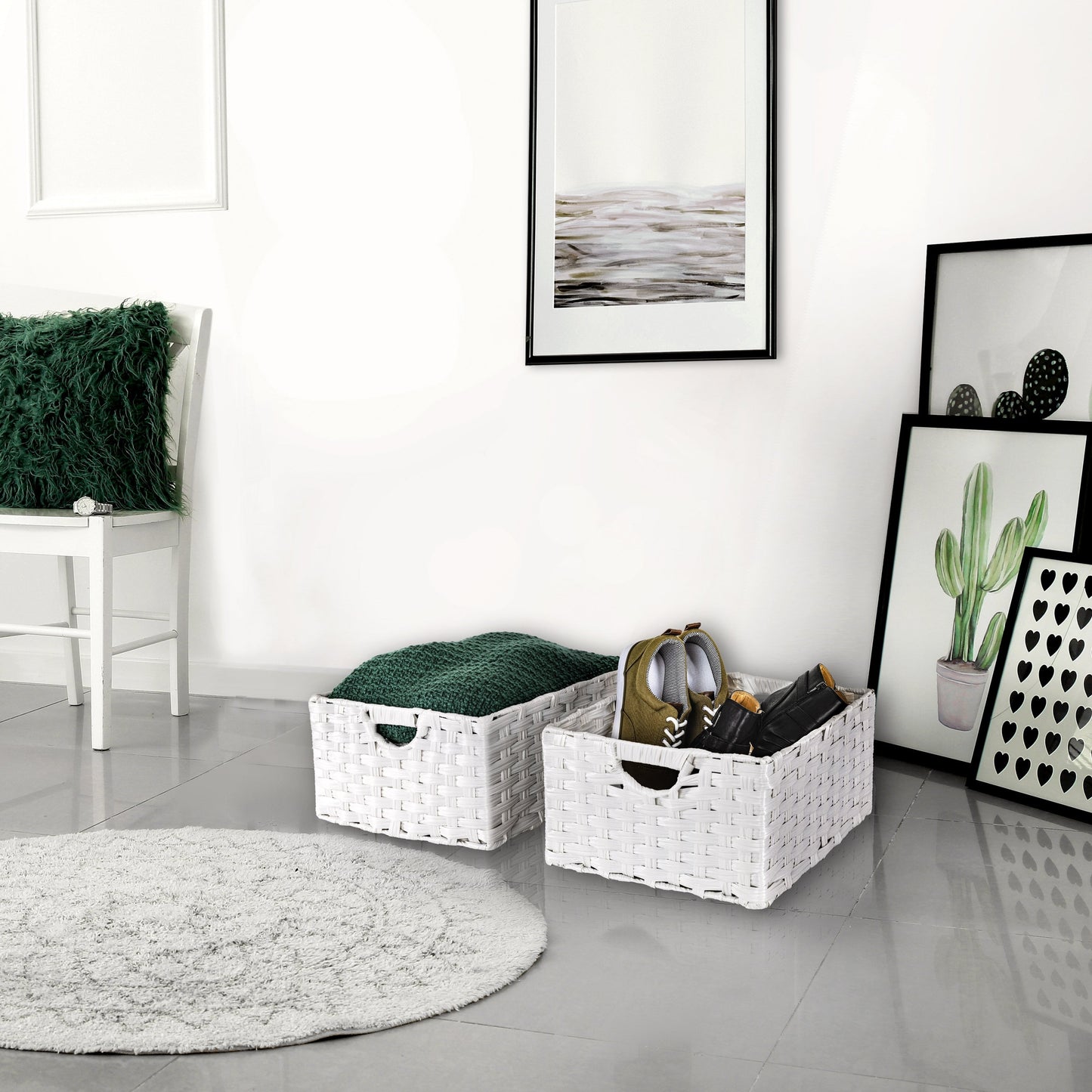 Cesto portaoggetti pieghevole a cubo intrecciato a mano Seville Classics (confezione da 2)