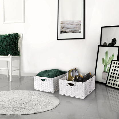 Cesto portaoggetti pieghevole a cubo intrecciato a mano Seville Classics (confezione da 2)