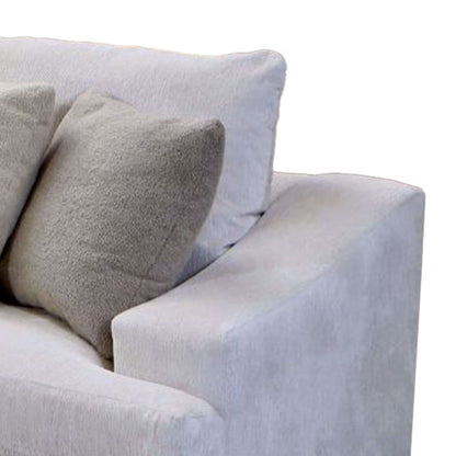 Divano Sham, ciniglia avorio, 4 cuscini decorativi, struttura in legno massello, 94 pollici