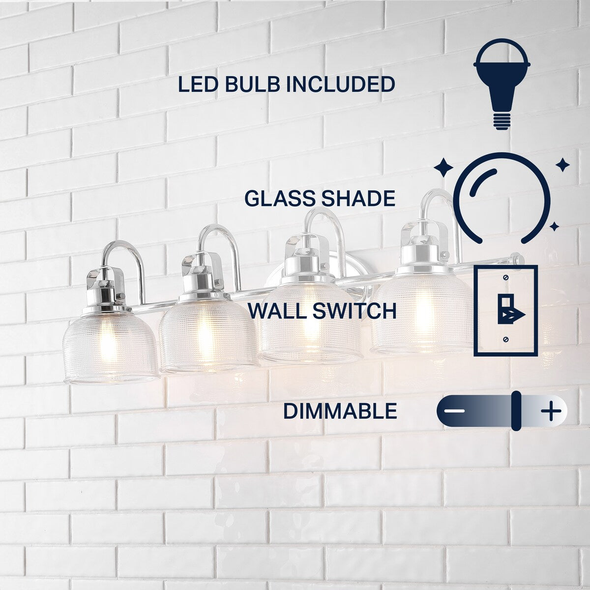 Lampada da toeletta a LED Shirley in metallo/vetro, di JONATHAN Y