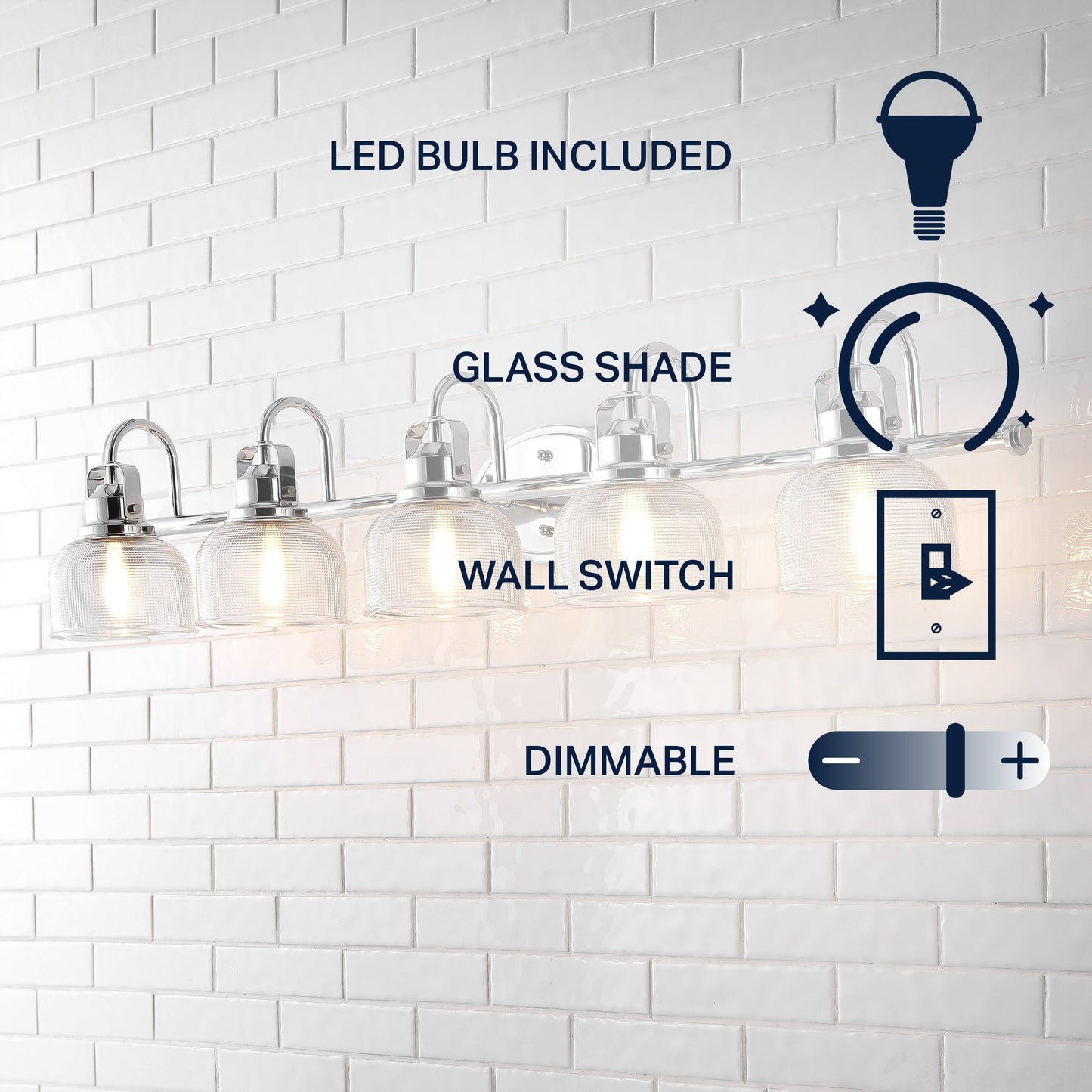 Lampada da toeletta a LED Shirley in metallo/vetro, di JONATHAN Y