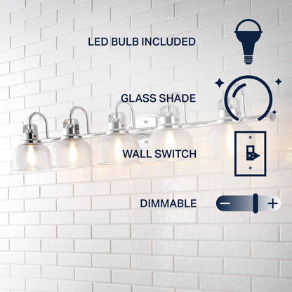 Lampada da toeletta a LED Shirley in metallo/vetro, di JONATHAN Y