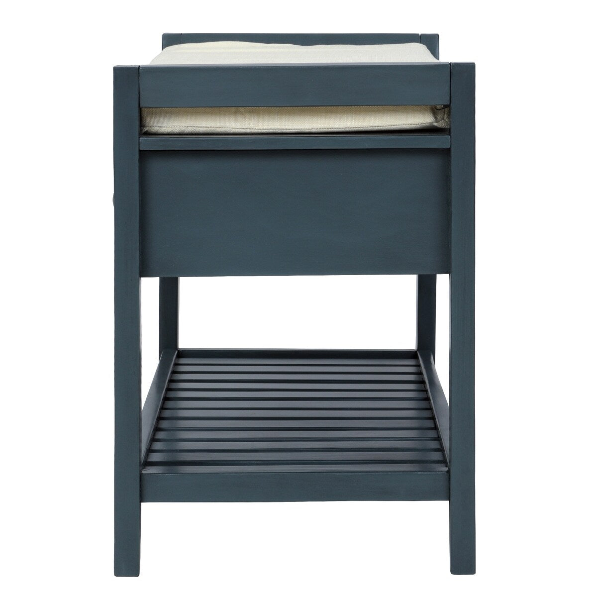 Scarpiera con seduta imbottita e cassetti, panca portaoggetti multiuso, blu navy anticato - 39L x 14W x 19,8H