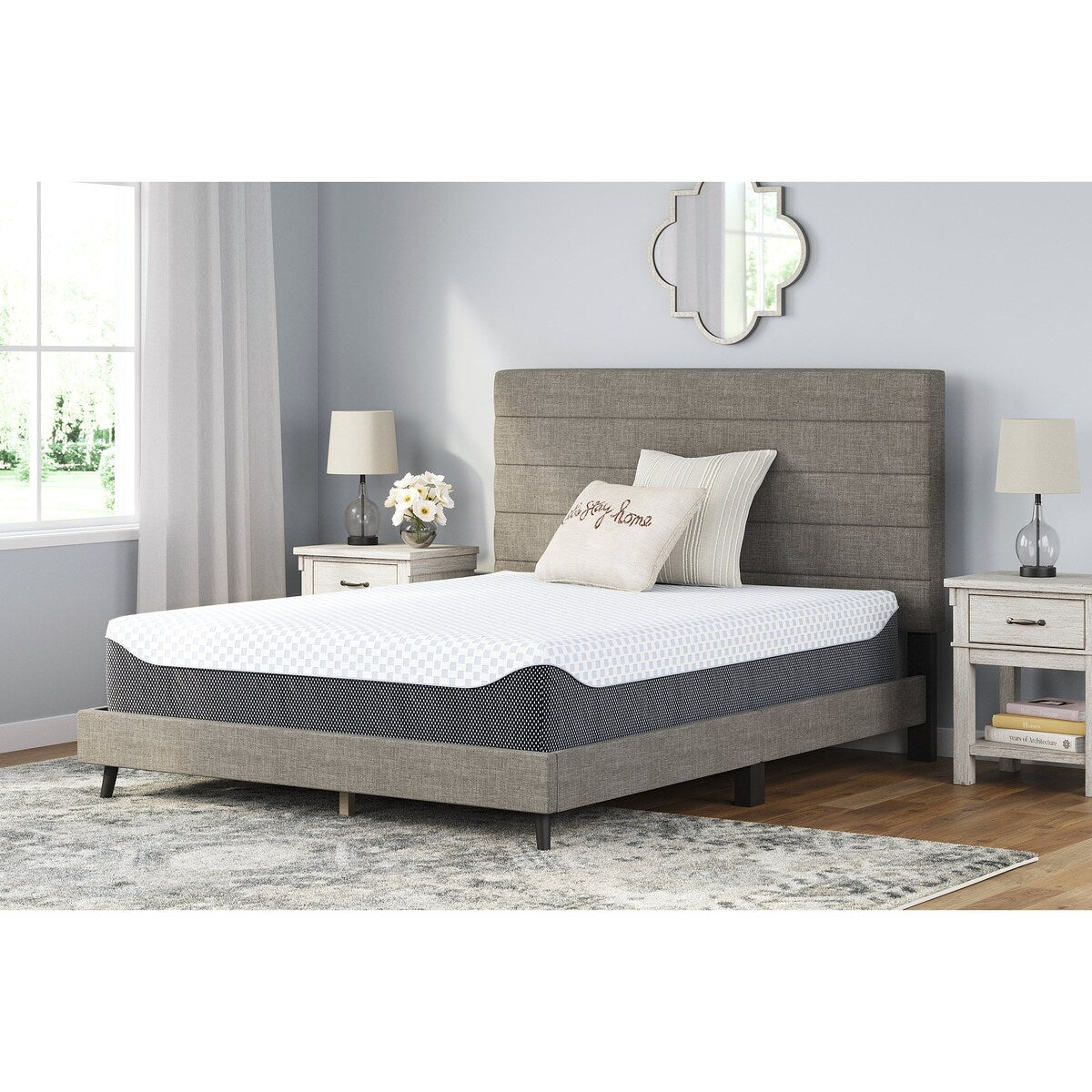 Pacchetto materasso king size Signature Design by Ashley Chime Elite da 12 pollici, bianco/grigio, 2 pezzi