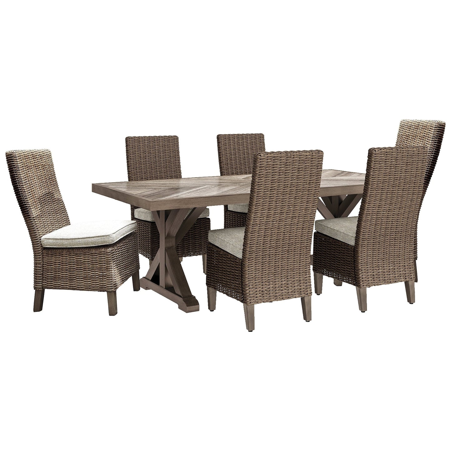 Signature Design by Ashley Beachcroft Beige Set da pranzo per esterni da 7 pezzi - 84,25 L x 42,25 P x 29,25 A