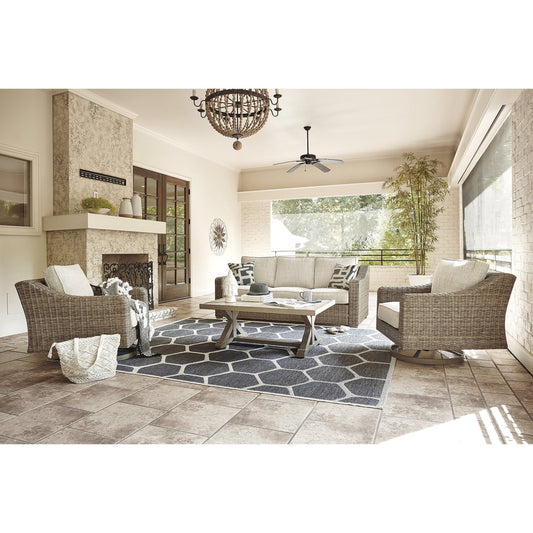 Signature Design by Ashley Beachcroft Set da conversazione per esterni marrone/beige da 4 pezzi - 82,25 L x 37,75 P x 34,63 A