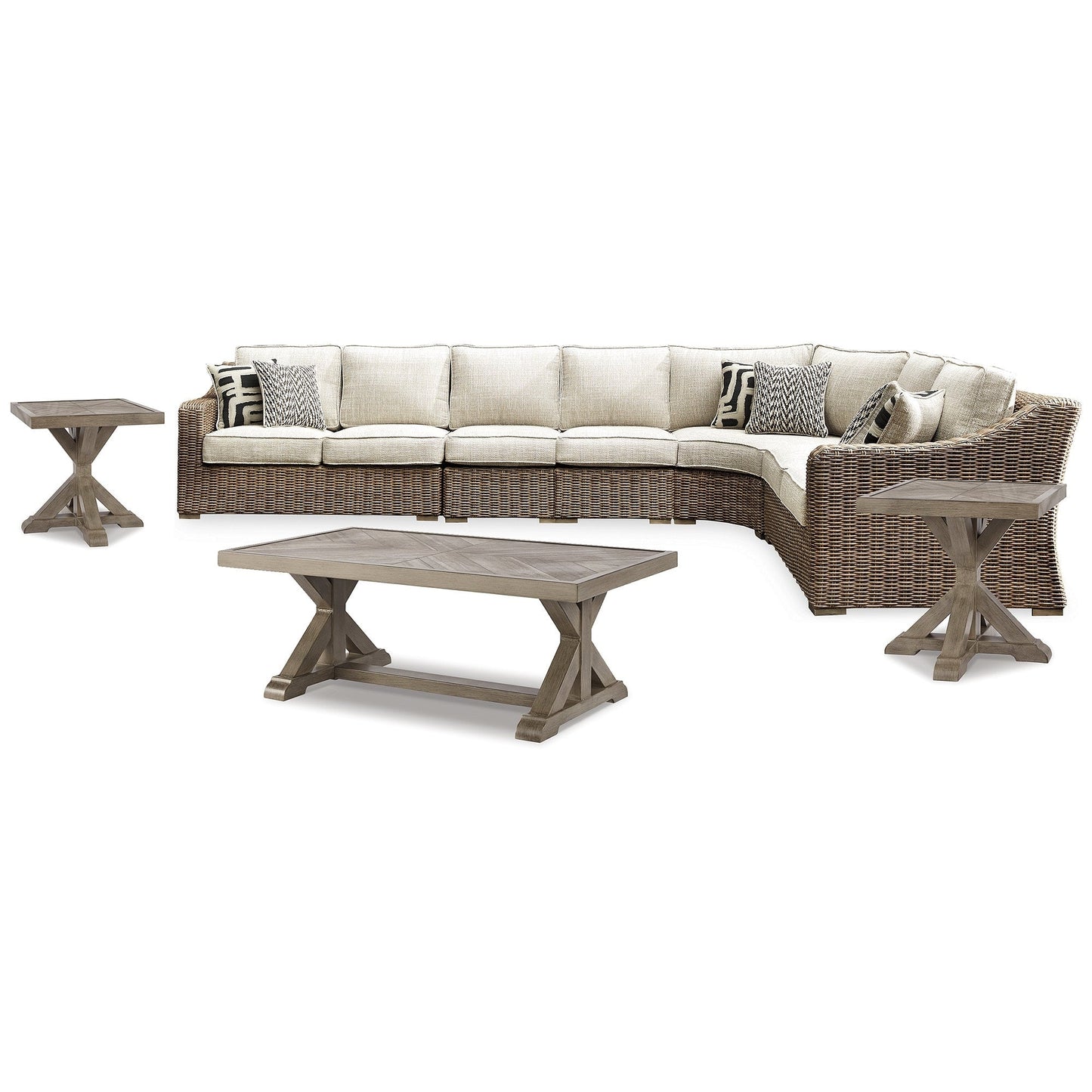 Pacchetto di sedute da esterno Signature Design by Ashley Beachcroft marrone/beige da 8 pezzi - 107 L x 37,75 P x 34,63 A