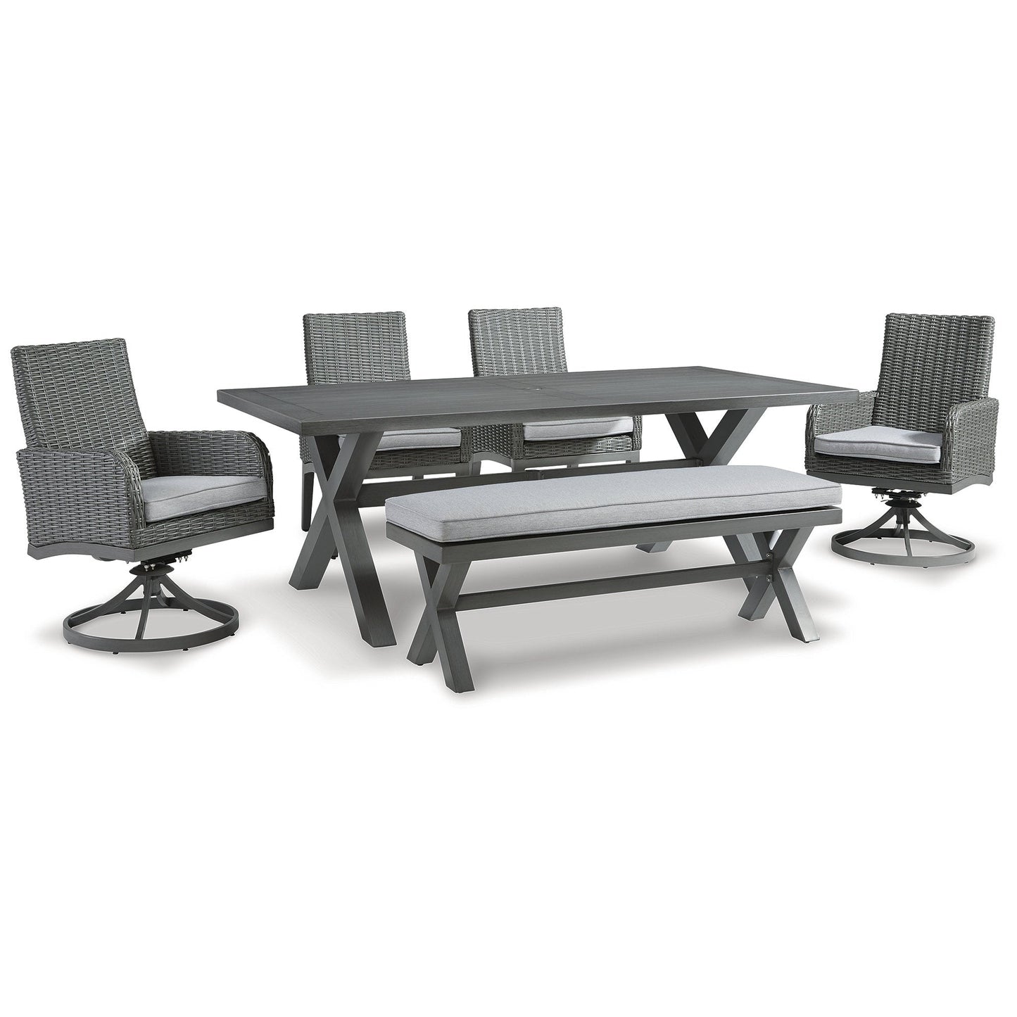 Pacchetto da pranzo per esterni Signature Design by Ashley Elite Park Gray da 6 pezzi - 80L x 42P x 29A